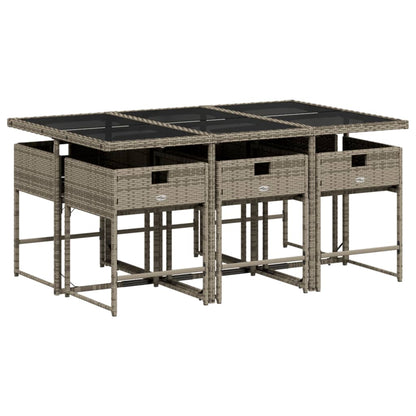 Set da pranzo da giardino da 7 pz con Cuscini in Polyrattan Grigio | homemem39