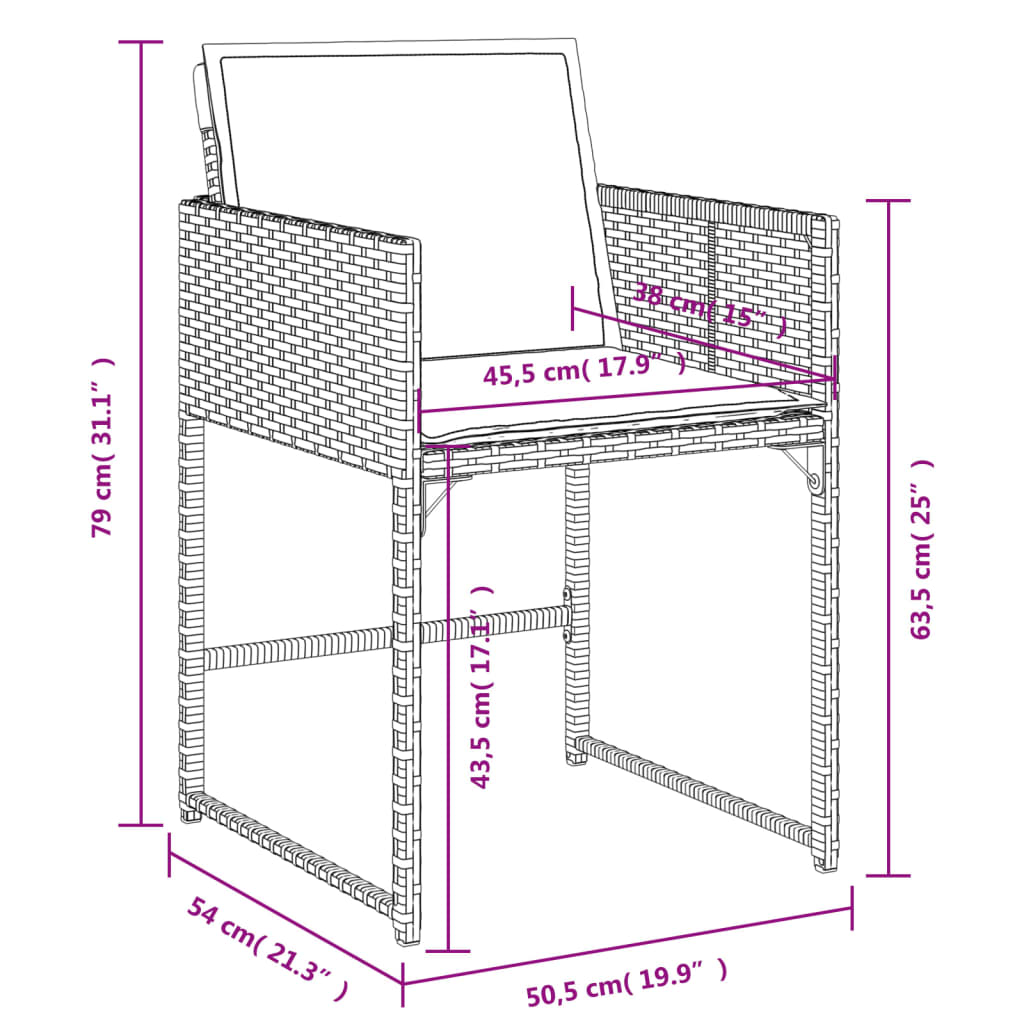Set da pranzo da giardino da 7 pz con Cuscini in Polyrattan Grigio | homemem39