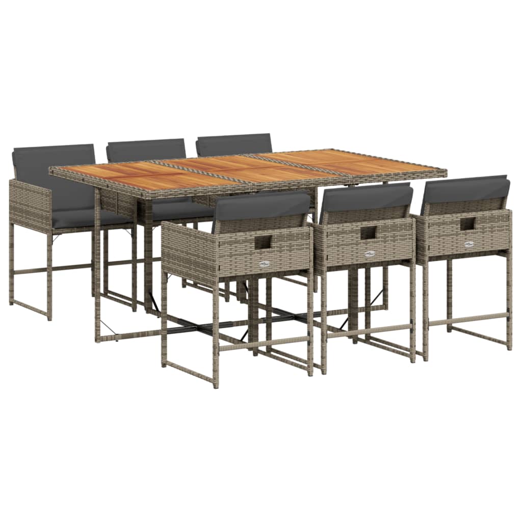 Set da Pranzo da Giardino 7 pz con Cuscini in Polyrattan Grigio | homemem39