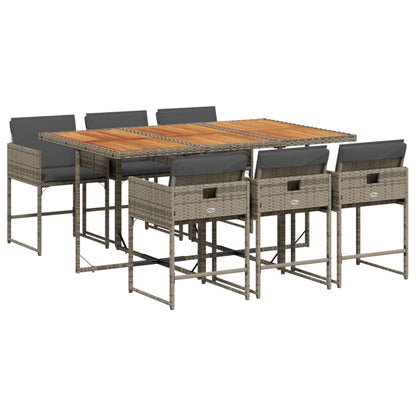 Set da Pranzo da Giardino 7 pz con Cuscini in Polyrattan Grigio | homemem39