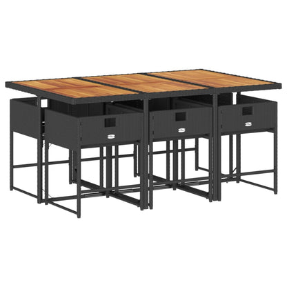 Set da Pranzo da Giardino 7 pz Nero con Cuscini in Polyrattan - homemem39