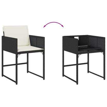 Set da Pranzo da Giardino 7 pz Nero con Cuscini in Polyrattan | homemem39