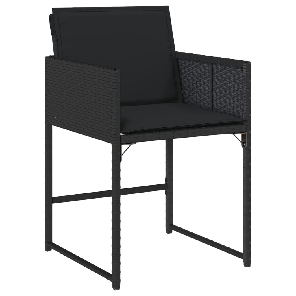 Set da Pranzo da Giardino 9 pz con Cuscini Nero in Polyrattan - homemem39