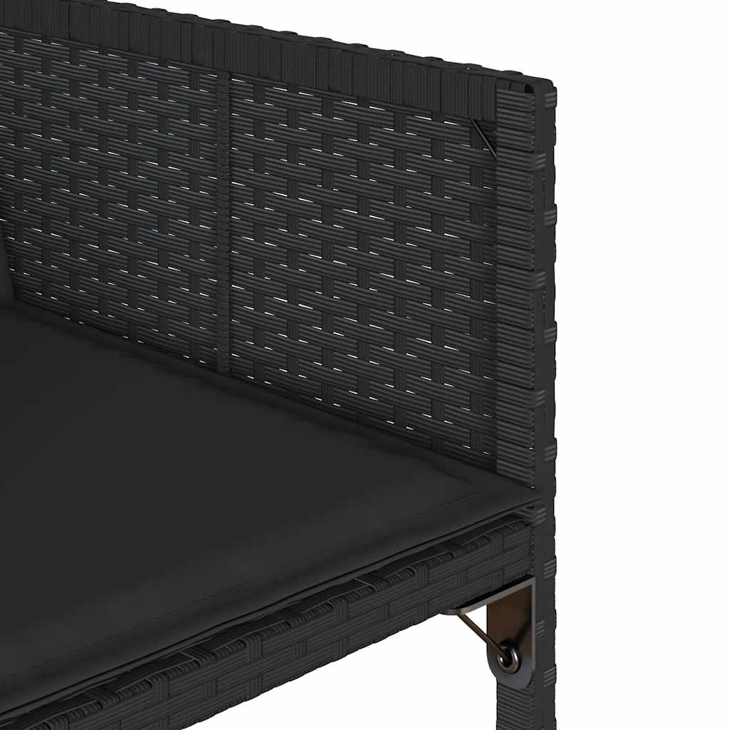 Set da Pranzo da Giardino 9 pz con Cuscini Nero in Polyrattan | homemem39