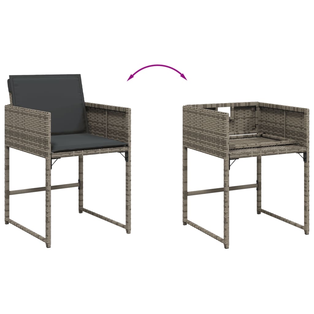 Set da Pranzo da Giardino 9 pz con Cuscini in Polyrattan Grigio | homemem39
