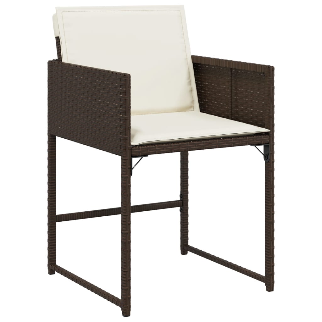 Set da Pranzo da Giardino 9pz con Cuscini Marrone in Polyrattan - homemem39
