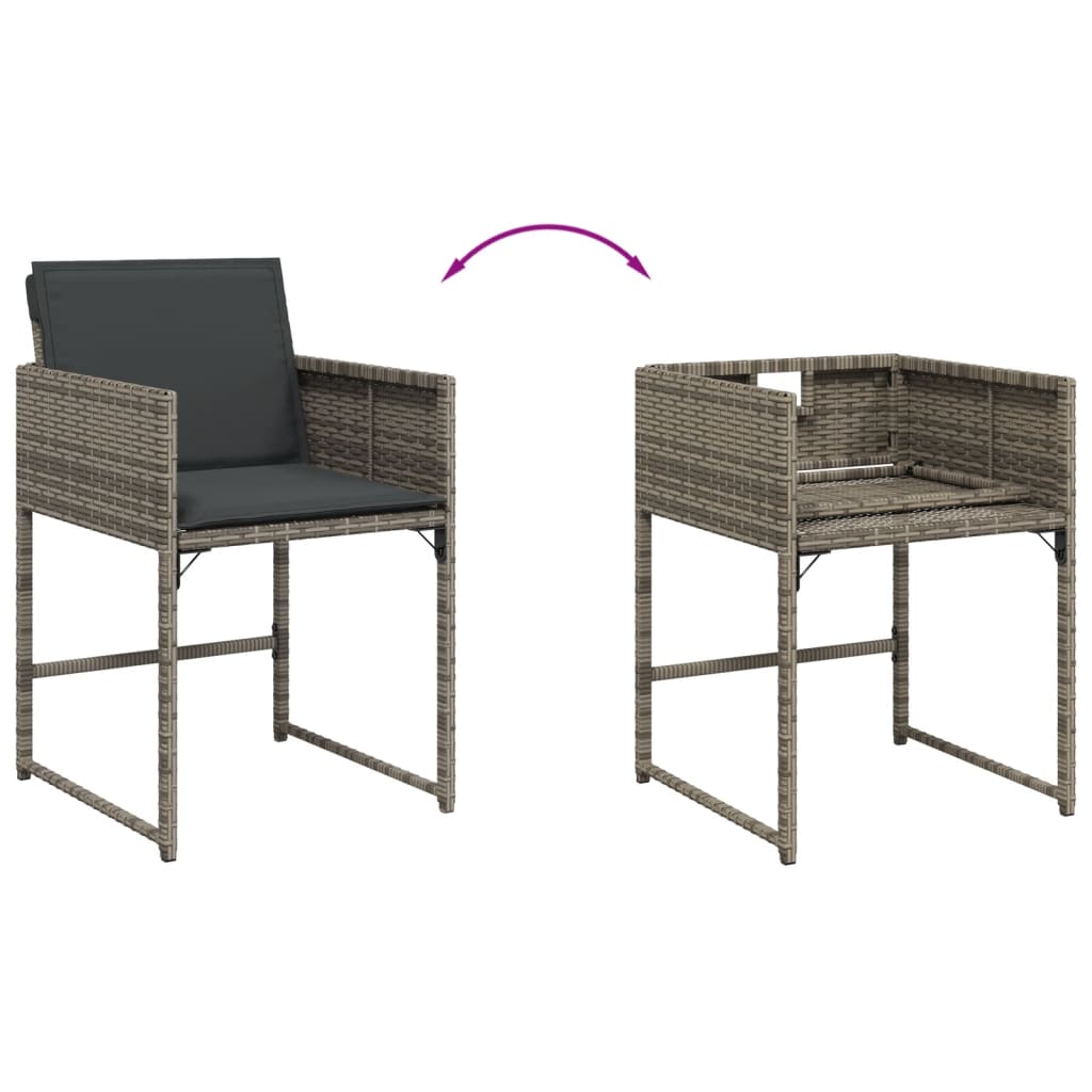 Set da Pranzo da Giardino 9 pz con Cuscini in Polyrattan Grigio | homemem39