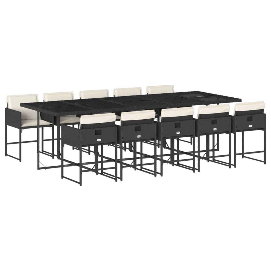Set da Pranzo da Giardino 11 pz con Cuscini in Polyrattan Nero | homemem39