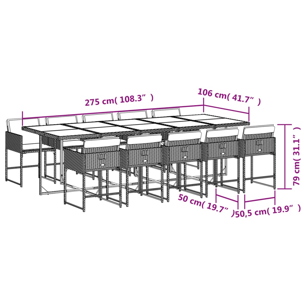 Set da Pranzo da Giardino 11 pz con Cuscini in Polyrattan Nero | homemem39