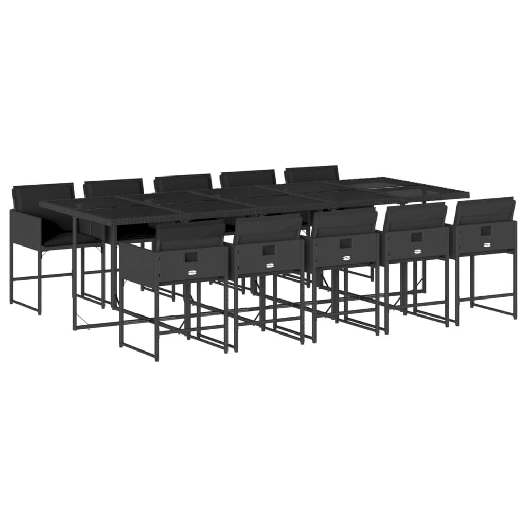 Set da Pranzo da Giardino 11 pz con Cuscini in Polyrattan Nero - homemem39