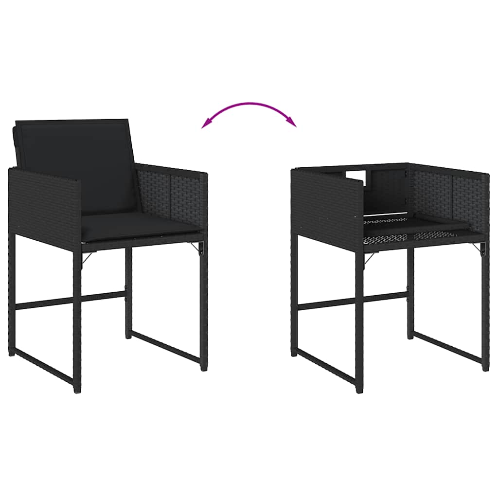 Set da Pranzo da Giardino 11 pz con Cuscini in Polyrattan Nero | homemem39