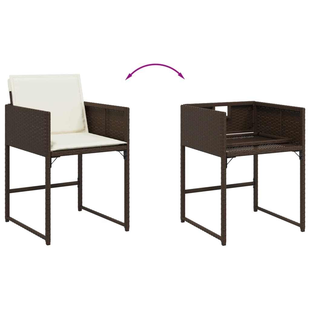 Set da Pranzo da Giardino 11 pz con Cuscini Polyrattan Marrone | homemem39