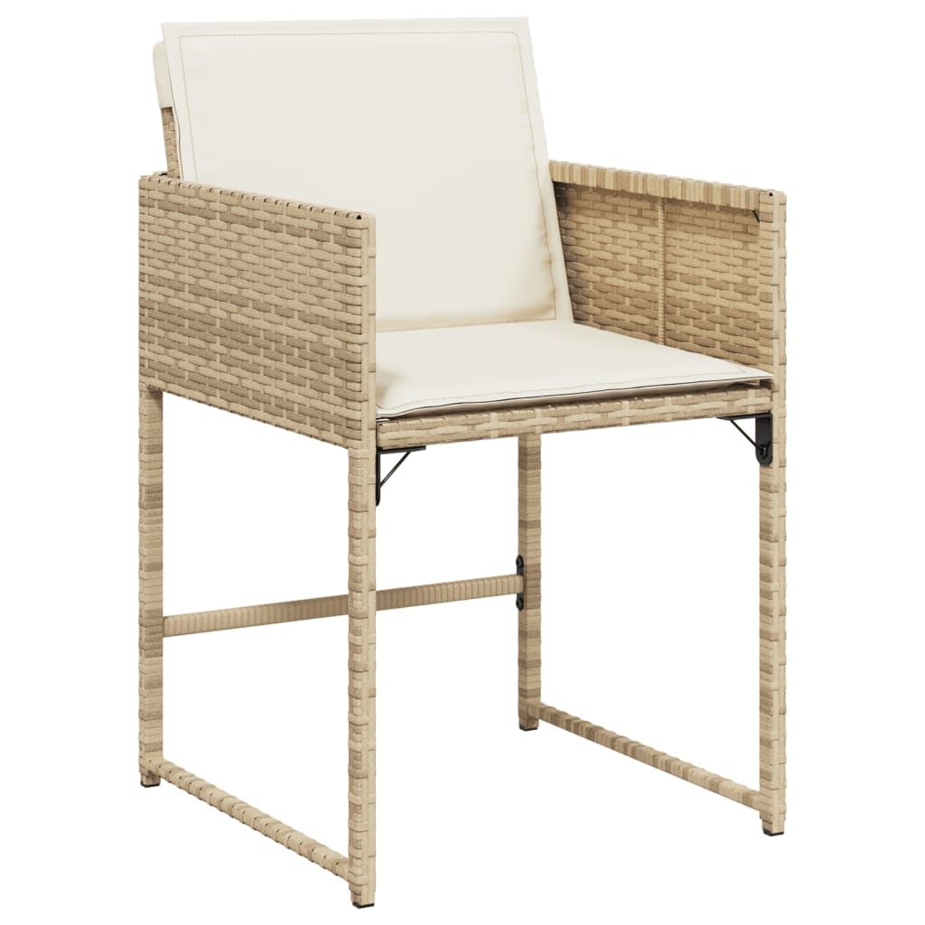 Set da Pranzo da Giardino 11 pz con Cuscini Beige in Polyrattan - homemem39