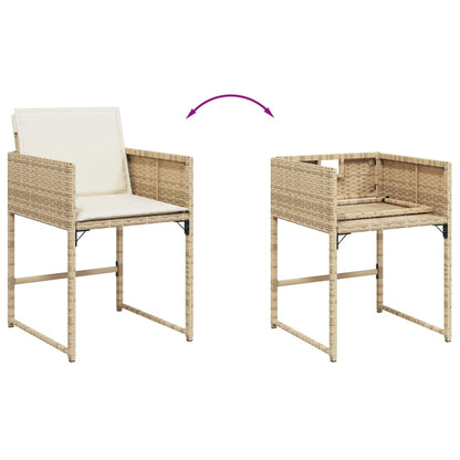 Set da Pranzo da Giardino 11 pz con Cuscini Beige in Polyrattan - homemem39