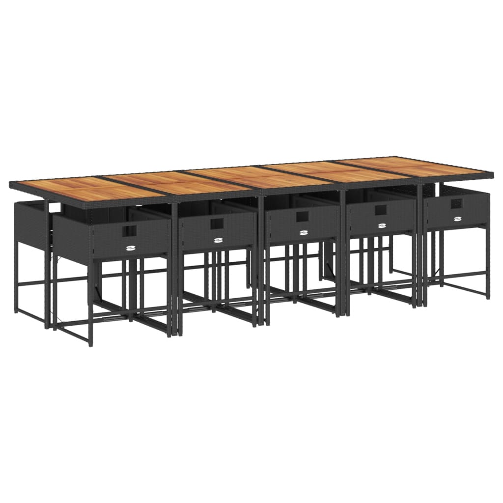 Set da Pranzo da Giardino 11 pz con Cuscini in Polyrattan Nero | homemem39