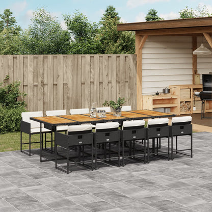 Set da Pranzo da Giardino 11 pz con Cuscini in Polyrattan Nero | homemem39
