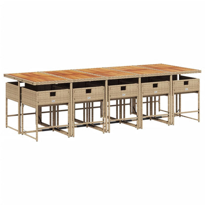 Set da Pranzo da Giardino 11 pz con Cuscini Beige in Polyrattan | homemem39