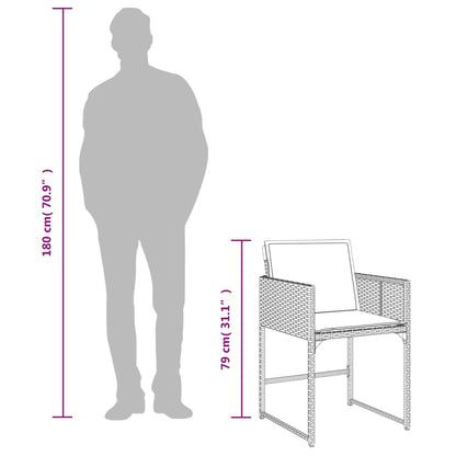 Set da Pranzo da Giardino 13pz con Cuscini Grigio in Polyrattan | homemem39