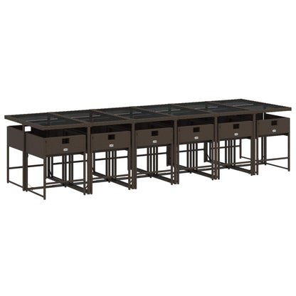 Set da Pranzo da Giardino 13pz con Cuscini Marrone Polyrattan | homemem39
