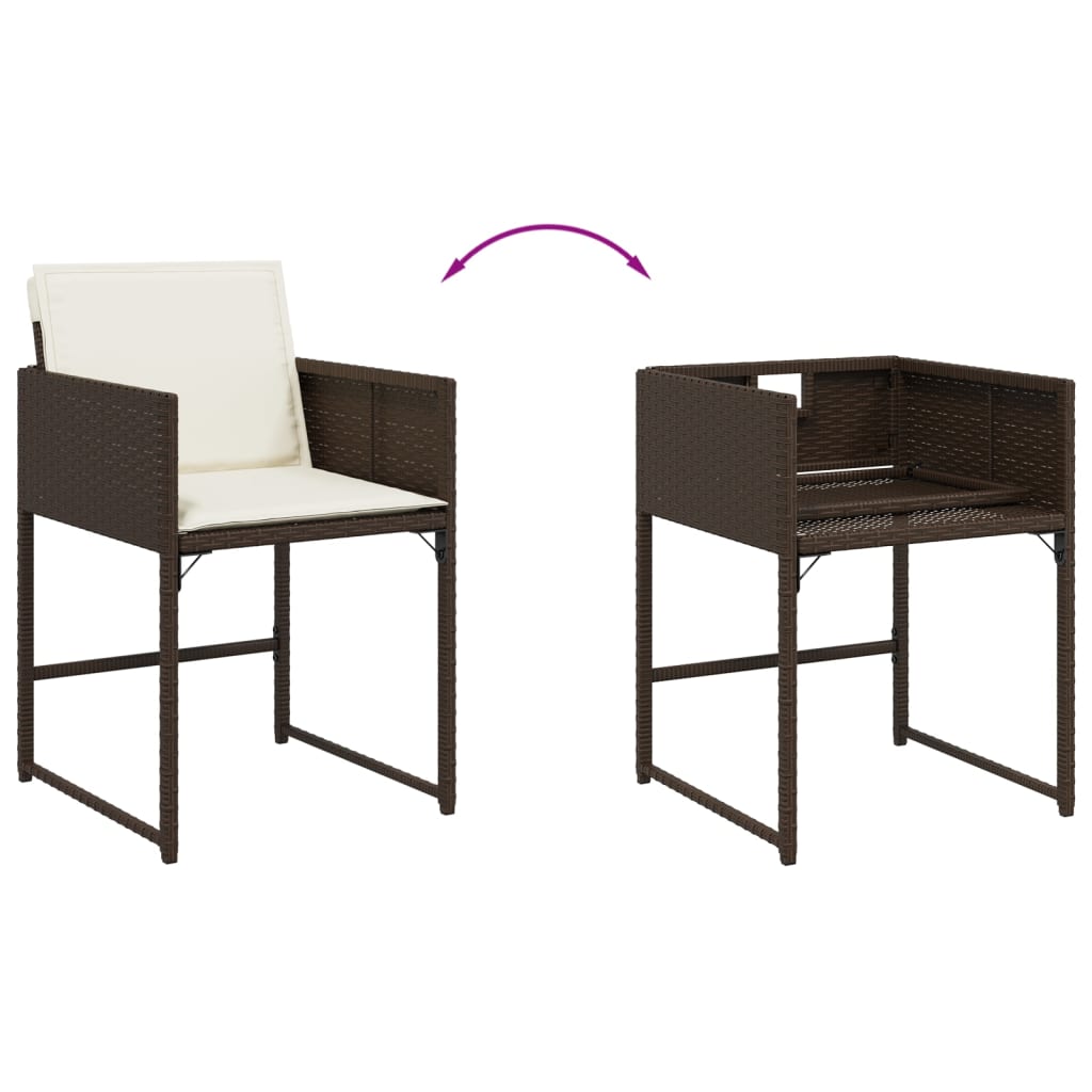 Set da Pranzo da Giardino 13pz con Cuscini Marrone Polyrattan | homemem39