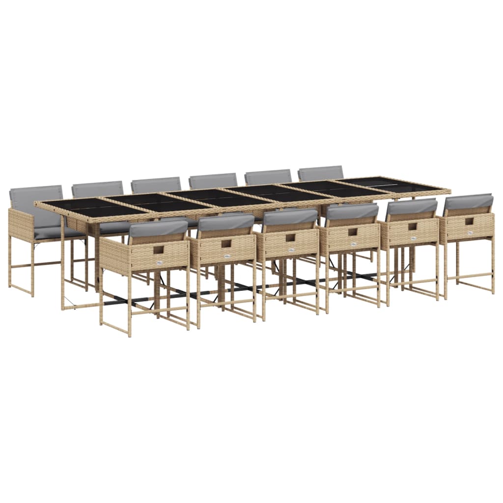 Set Pranzo da Giardino 13 pz con Cuscini Beige Misto Polyrattan | homemem39