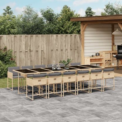 Set Pranzo da Giardino 13 pz con Cuscini Beige Misto Polyrattan | homemem39