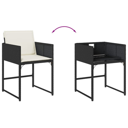 Set da Pranzo da Giardino 13pz con Cuscini Nero in Polyrattan | homemem39