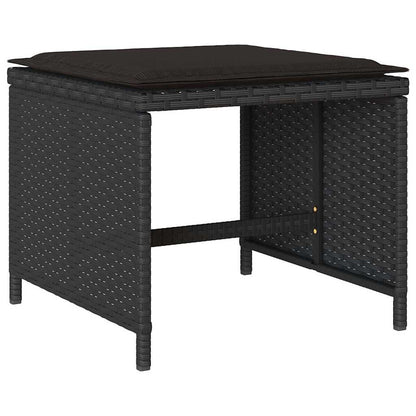Set da Pranzo da Giardino 9 pz con Cuscini Nero in Polyrattan | homemem39