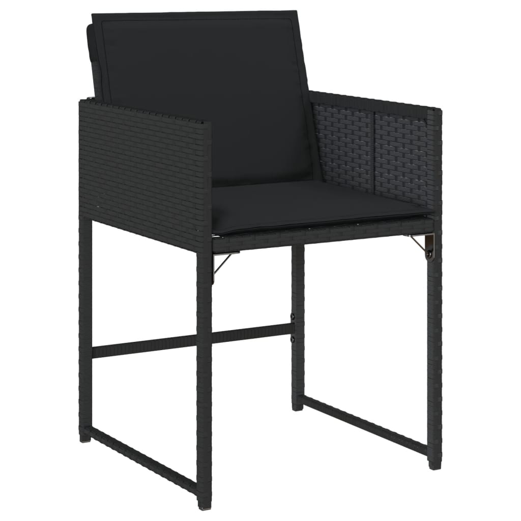 Set da Pranzo da Giardino 9 pz con Cuscini Nero in Polyrattan - homemem39