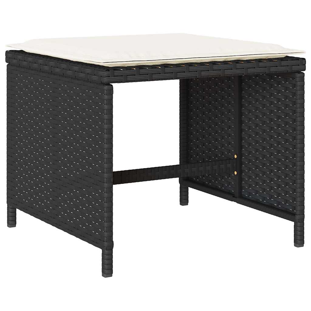 Set da Pranzo da Giardino 9 pz con Cuscini Nero in Polyrattan | homemem39