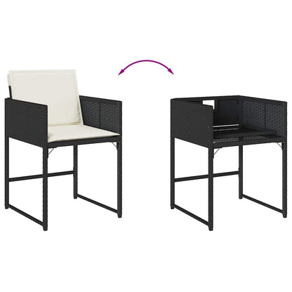 Set da Pranzo da Giardino 9 pz con Cuscini Nero in Polyrattan | homemem39