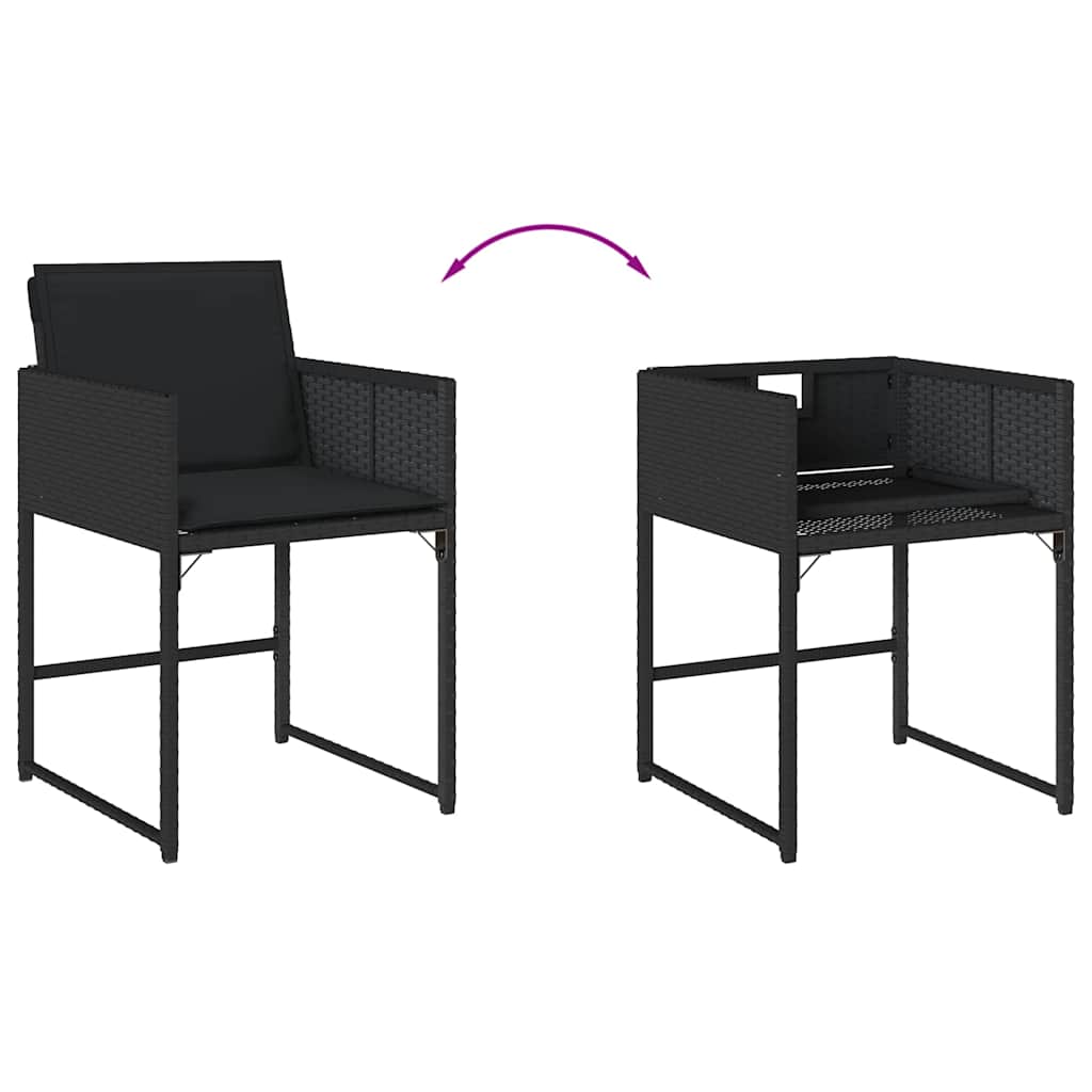 Set da Pranzo da Giardino 13pz con Cuscini Nero in Polyrattan | homemem39