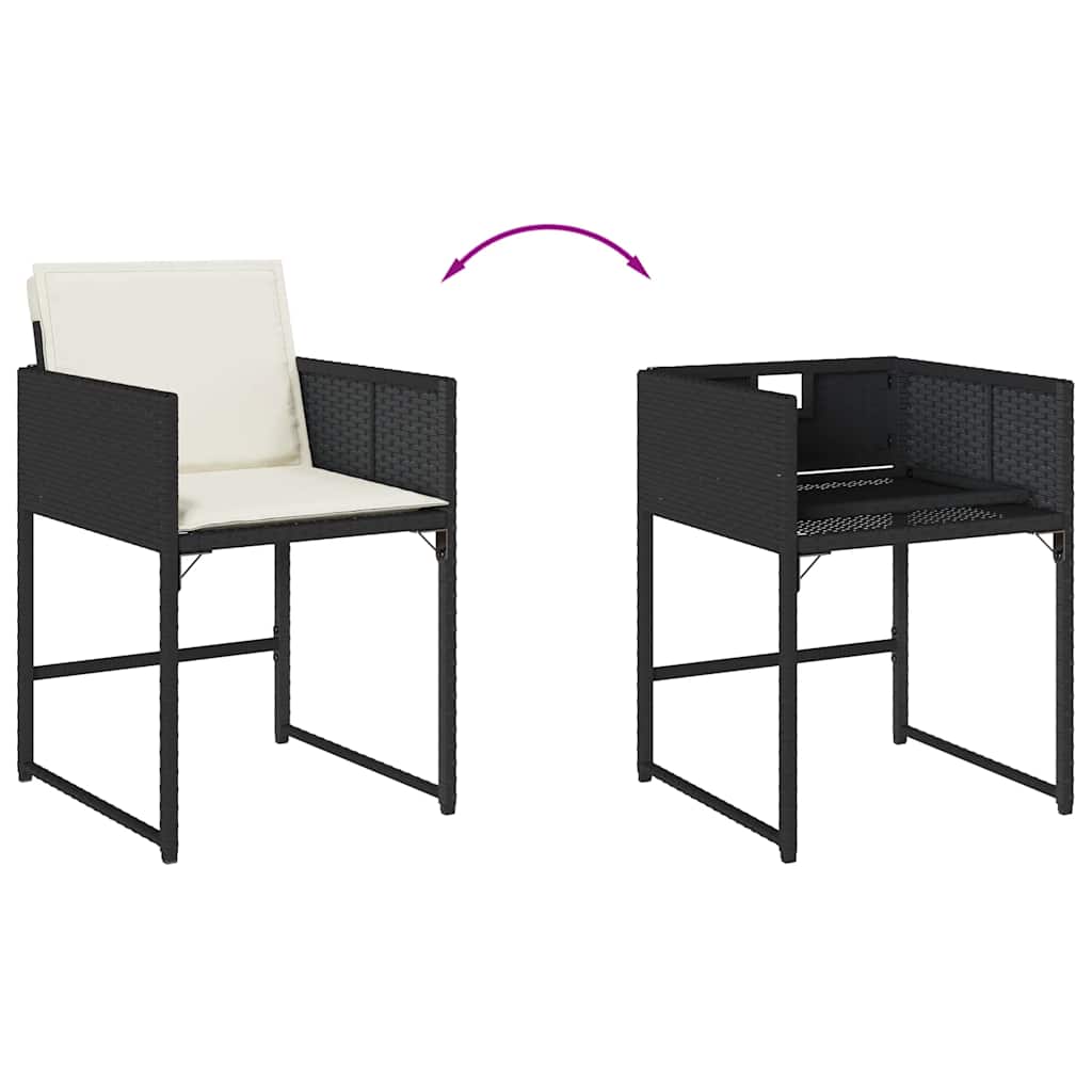 Set da Pranzo da Giardino 13pz con Cuscini Nero in Polyrattan | homemem39