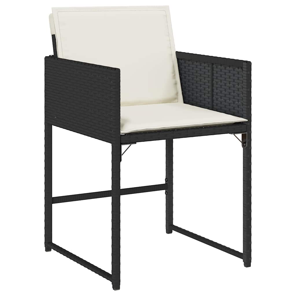 Set da Pranzo da Giardino 15 pz con Cuscini Nero in Polyrattan | homemem39
