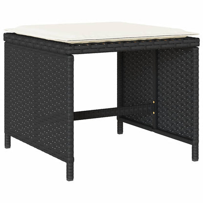 Set da Pranzo da Giardino 15 pz con Cuscini Nero in Polyrattan | homemem39