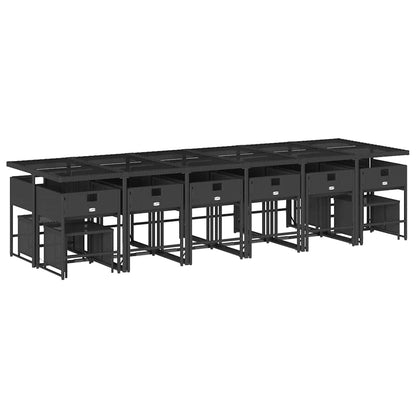 Set da Pranzo da Giardino 17 pz con Cuscini Nero in Polyrattan | homemem39
