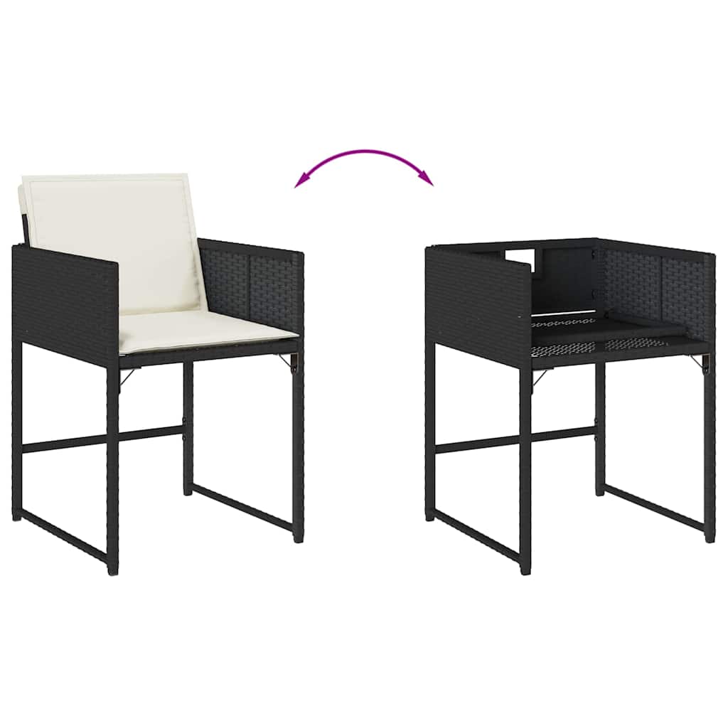 Set da Pranzo da Giardino 17 pz con Cuscini Nero in Polyrattan | homemem39