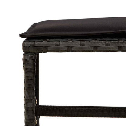 Set da Pranzo da Giardino 17 pz con Cuscini Nero in Polyrattan | homemem39