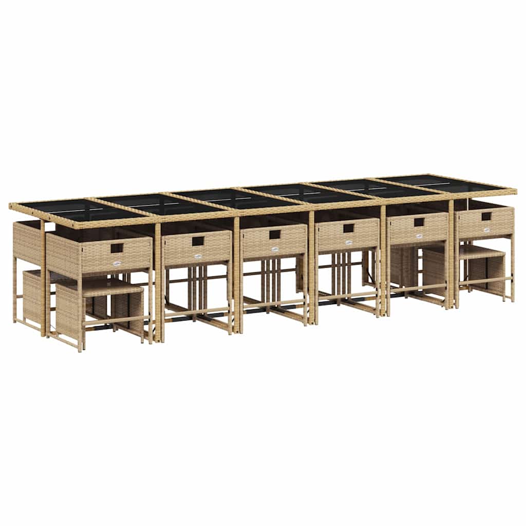Set da Pranzo da Giardino 17 pz con Cuscini Beige in Polyrattan | homemem39