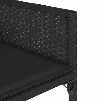 Set da Pranzo da Giardino 9 pz con Cuscini Nero in Polyrattan | homemem39