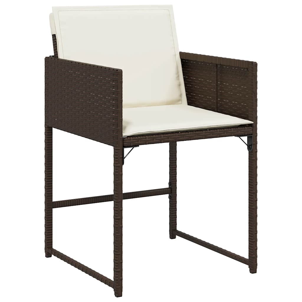 Set da Pranzo da Giardino 9pz con Cuscini Marrone in Polyrattan | homemem39