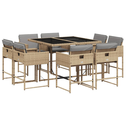 Set Pranzo da Giardino 9 pz con Cuscini Beige Misto Polyrattan - homemem39