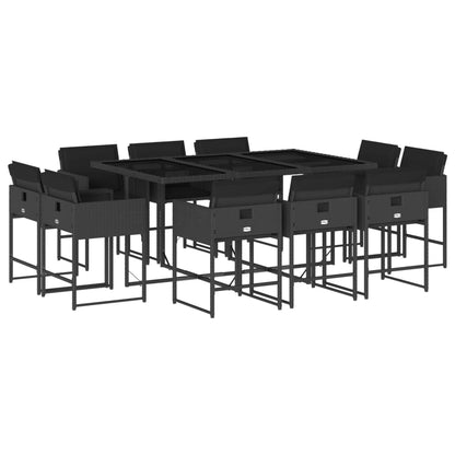 Set da Pranzo da Giardino 11 pz con Cuscini in Polyrattan Nero - homemem39