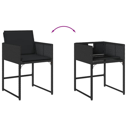 Set da Pranzo da Giardino 11 pz con Cuscini in Polyrattan Nero | homemem39