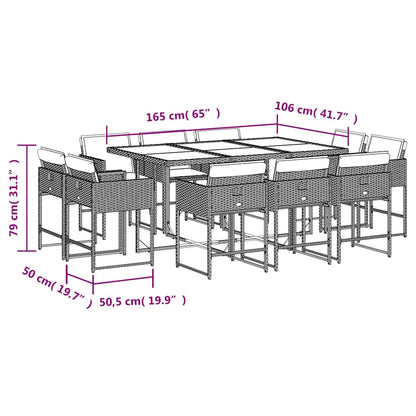 Set da Pranzo da Giardino 11 pz con Cuscini in Polyrattan Nero | homemem39