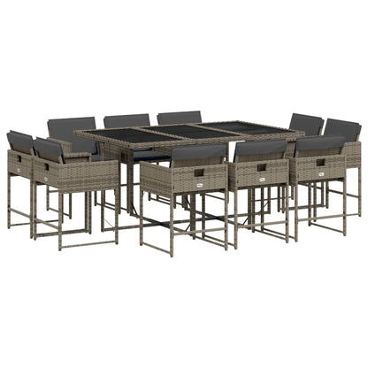 Set da Pranzo da Giardino 11pz con Cuscini in Polyrattan Grigio - homemem39
