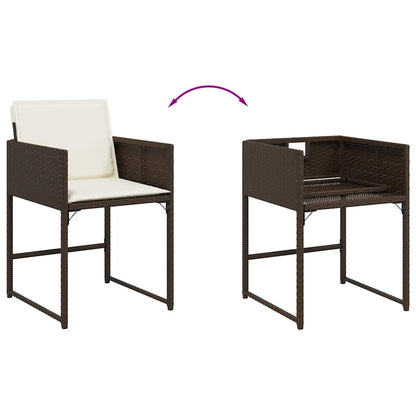 Set da Pranzo da Giardino 11 pz con Cuscini Polyrattan Marrone | homemem39