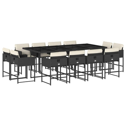 Set da Pranzo da Giardino 13pz con Cuscini Nero in Polyrattan | homemem39