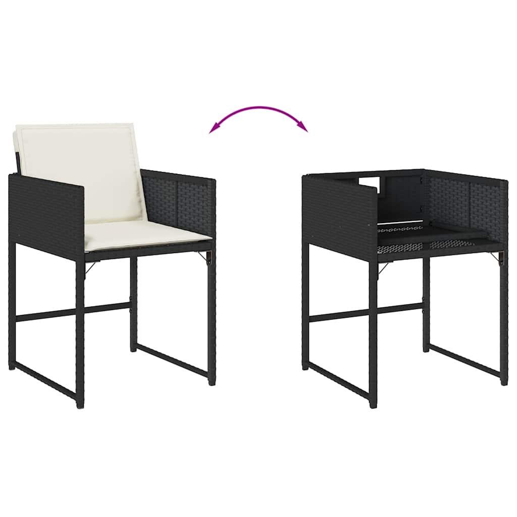 Set da Pranzo da Giardino 13pz con Cuscini Nero in Polyrattan | homemem39