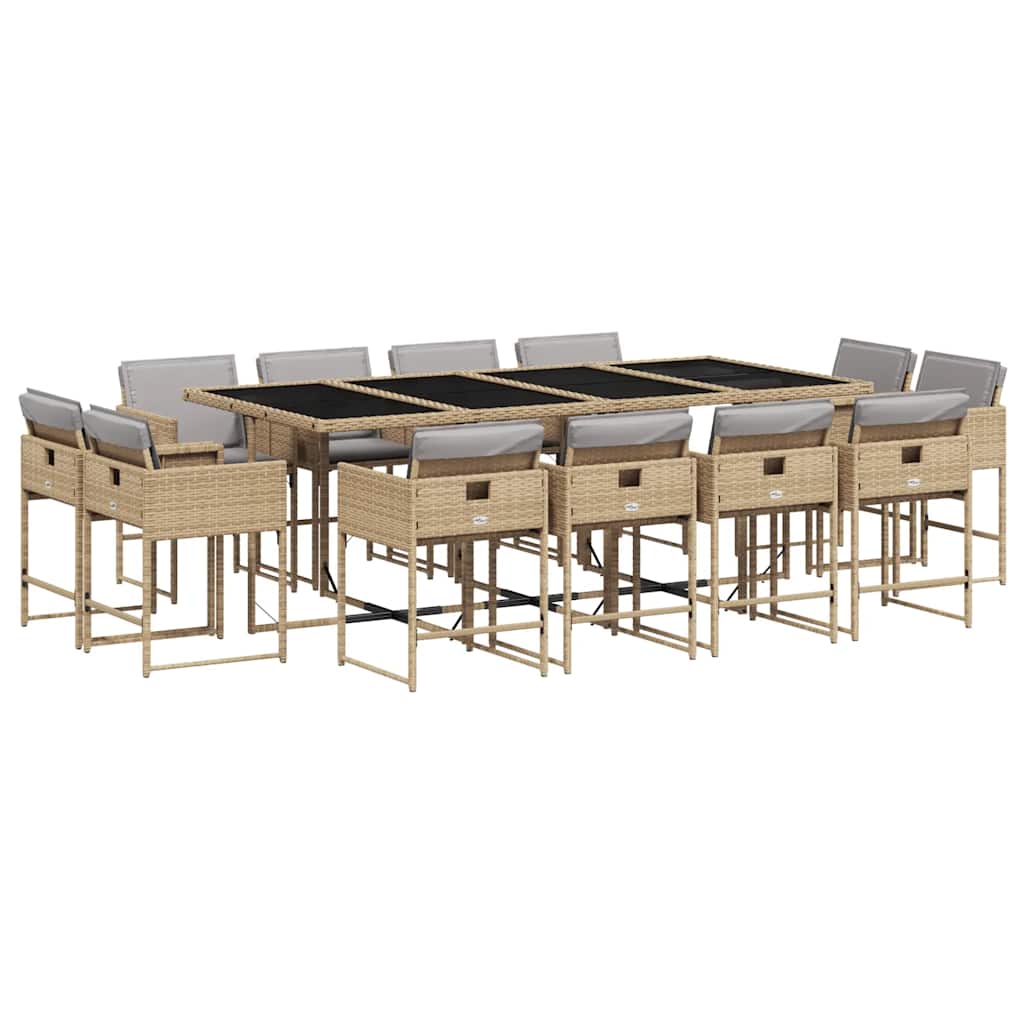 Set Pranzo da Giardino 13 pz con Cuscini Beige Misto Polyrattan | homemem39